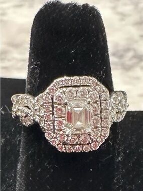 Zales White Diamond Emerald-Cut Double Halo Ring